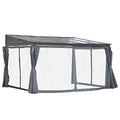 Outsunny 10' x 13' Outdoor Patio Gazebo with Sloping Roof, Aluminum Frame, & Netting Curtain Gray