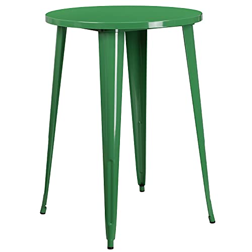 Flash Furniture 30" Round Green Metal Indoor-Outdoor Bar Table Set with 4 Stools