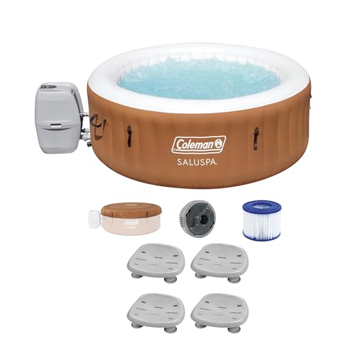 Coleman SaluSpa Ponderosa AirJet Inflatable Hot Tub with Non-Slip Seat, Gray
