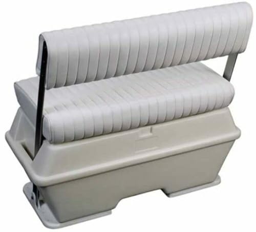 Moeller Deluxe Permanent Mount Swing Back Cooler Livewell Boat Seat White 50-Quart
