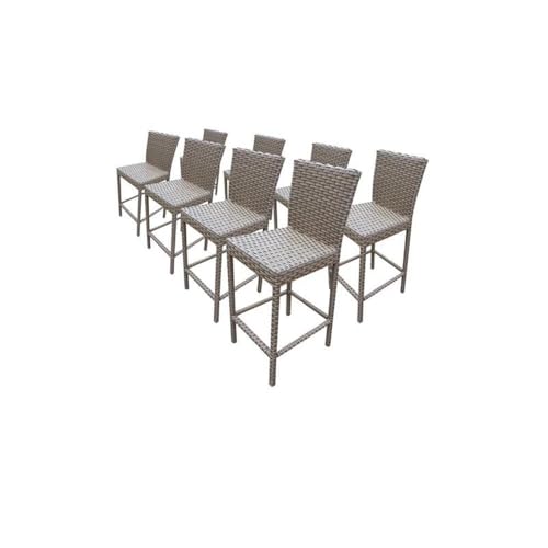 Afuera Living Contemporary Polyethylene Wicker Barstools with Back - Set of 8