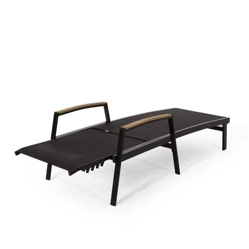 Christopher Knight Home Teresa Outdoor Aluminum Chaise Lounge with Mesh Seating Set of 4 Black