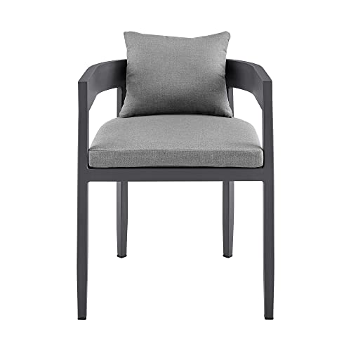 Armen Living Argiope Outdoor Patio Dining Chairs Set of 2 Dark Grey