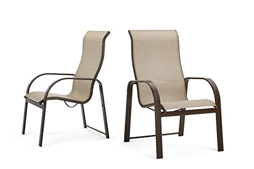 Winston Seagrove II Ultra High Back Patio Dining Chairs Set of 2 Sunbrella Pueblo Dune Fabric