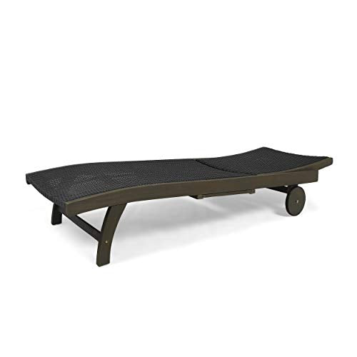 Great Deal Furniture Outdoor Wicker and Wood Chaise Lounge Set of 4 Gray