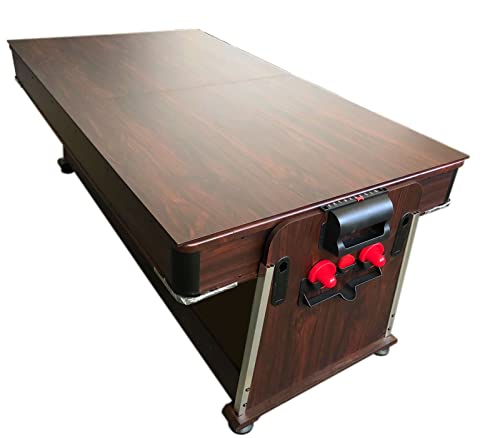 SIMBASHOPPING USA Pool Table 7FT Multigame Air Hockey + Table Tennis - Stark with Benches Green Brown
