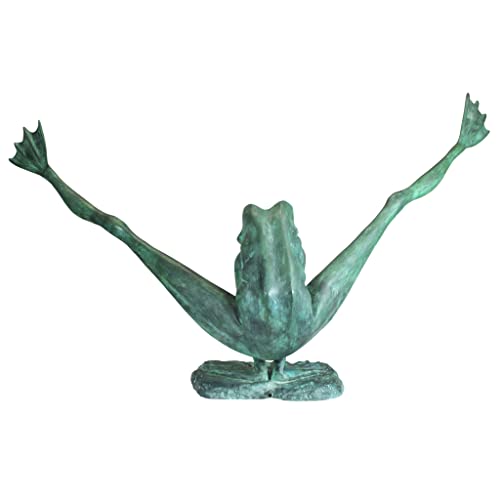 Design Toscano Legs Leap Frog Bronze Garden Statue, Giant Two Tone Bronze & Verdigris