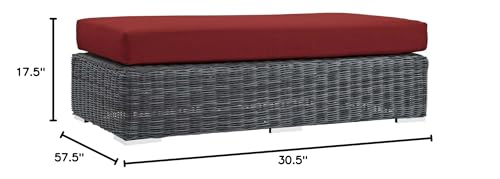 Modway Summon Wicker Rattan Outdoor Patio Ottoman Canvas Red