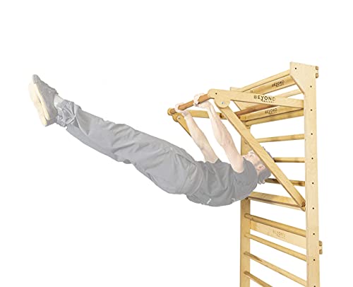 Beyond Balance Stall Bar Training Tower with Adjustable Pull-Up Dip Bar Attachment - Beech Rungs