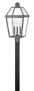 Hinkley Nouvelle Collection Three Light Outdoor Medium Post Top/Pier Mount Blackened Brass/Black