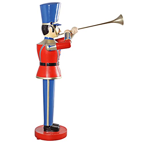 Design Toscano 6 Foot Tall Nutcracker Ballet Trumpeting Toy Soldier Holiday Decor Full Color