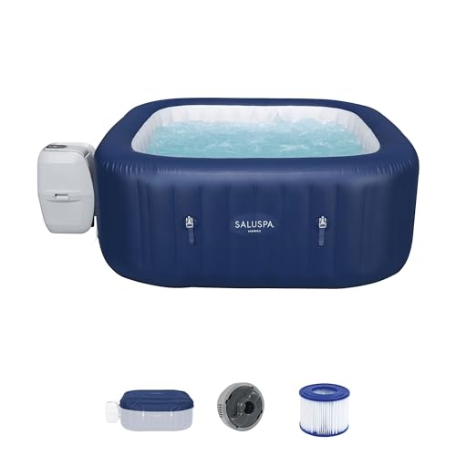 Bestway SaluSpa Hawaii AirJet Inflatable Hot Tub 6 Person with 140 Jets, Blue & Gray