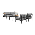 Armen Living Shari Modern Outdoor Patio Conversation Set, 4 Piece, Black