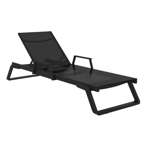 Compamia Tropic Arm Sling Chaise Lounge Black Frame Black