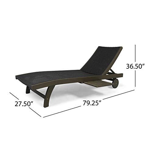 Great Deal Furniture Outdoor Wicker and Wood Chaise Lounge Set of 4 Gray