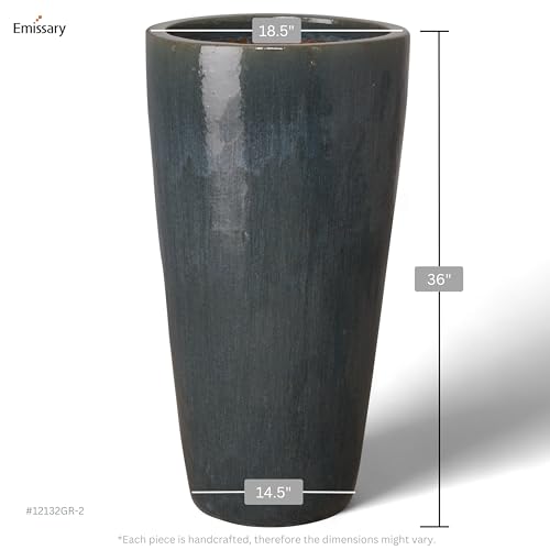 Emissary 18.5in Gray Stoneware Round Planter