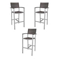 Home Square Aluminum Frame Patio Bar Arm Stool Set of 3 Espresso