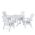 WO WESTIN OUTDOOR 5 PCS Adirondack Patio Dining Set with Square Table and Armchairs White