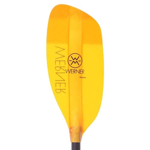 Werner Paddles Sherpa Fiberglass Bent Shaft Whitewater Kayak Paddle Amber