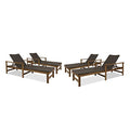 Great Deal Furniture Outdoor Rustic Acacia Wood Chaise Lounge Set of 4 Natural Stained + Mix Mocha