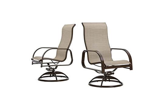 Winston Seagrove II Ultra High Back Patio Swivel Rocker Dining Chairs Set of 2 Sunbrella Pueblo Dune Fabric