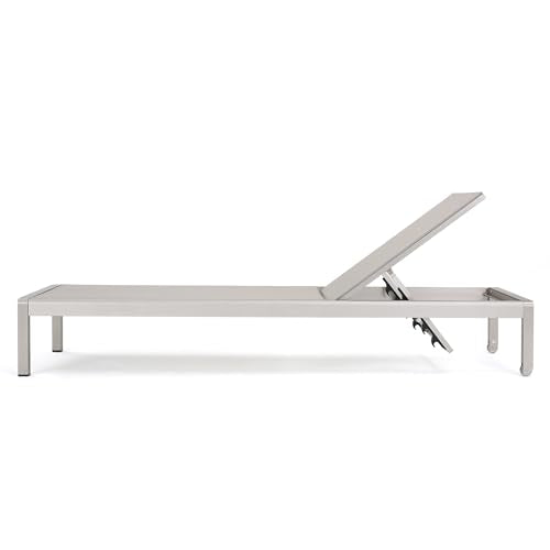 Christopher Knight Home Cape Coral Outdoor Mesh Chaise Lounge Set with Wicker End Table Gray + Silver