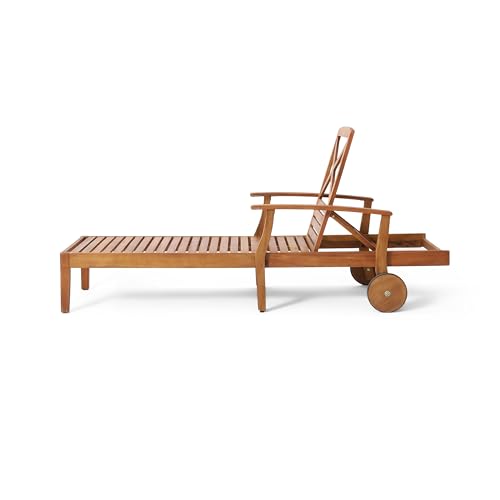 Christopher Knight Home Perla Outdoor Acacia Wood Adjustable Chaise Lounge Set of 4 Teak