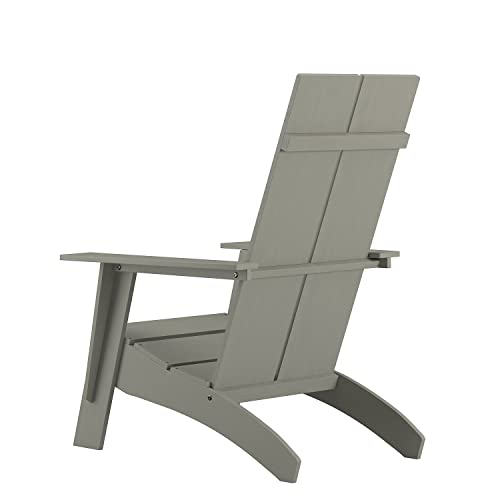 Flash Furniture Set of 4 Sawyer Modern Adirondack Chairs Gray