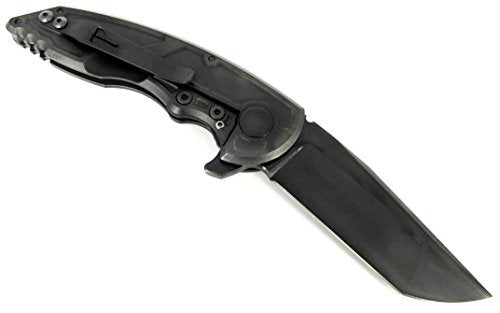 Jake Hoback Knives A8 Slimline Folder Knife Black Titanium Handle Black Blade