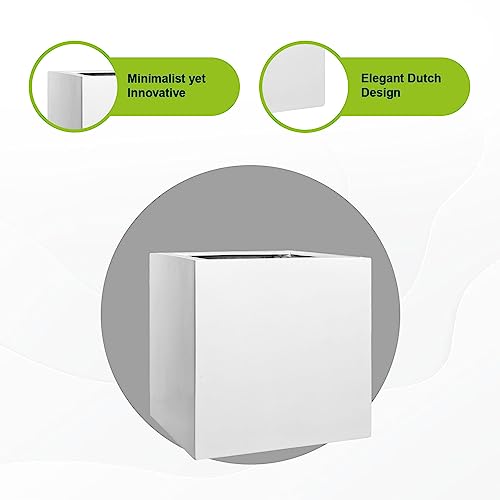 Pottery Pots Block XL Fiberstone Square Planter 24 Inch Glossy White