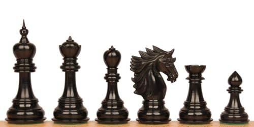 The Chess Store Bucephalus Staunton Chess Set Ebony & Boxwood with Elm Burl & Erable Board 4.5" King