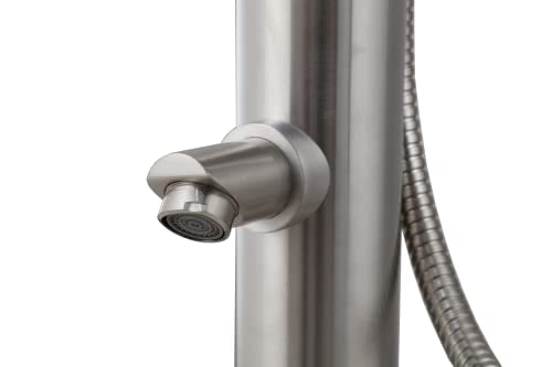 Wayime 91" Separable&Composable Free-Standing Brushed Stainless Steel 304 Rainfall Outdoor Shower Silver