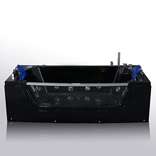 SIMBASHOPPING USA Whirlpool Black Bathtub Hydrotherapy Hot Tub JAMAICA Double Pump + Heater