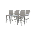 Afuera Living Contemporary Polyethylene Wicker Barstools with Back - Set of 6