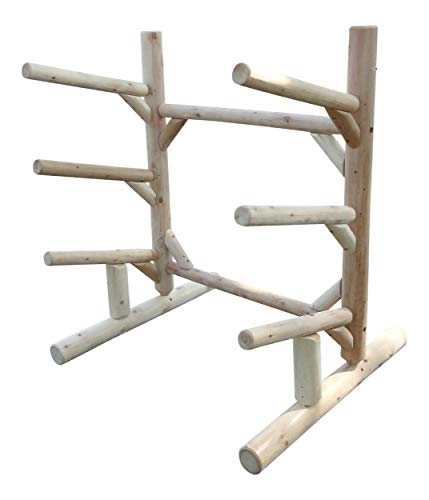 Log Kayak Rack 3-Place 1-Sided Kayak/SUPS Rack Natural