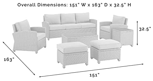 Crosley Furniture Bradenton 7-Piece Outdoor Sofa Set Weathered Brown with Navy Cushions