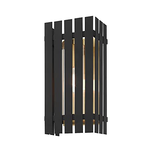 Livex 1 Light Satin Brass Outdoor Wall Lantern Brass