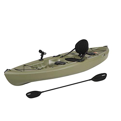 Lifetime Tamarack Angler 100 Fishing Kayak with Paddles Olive Green