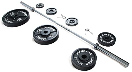 Signature Fitness Cast Iron Olympic Weight Set Black