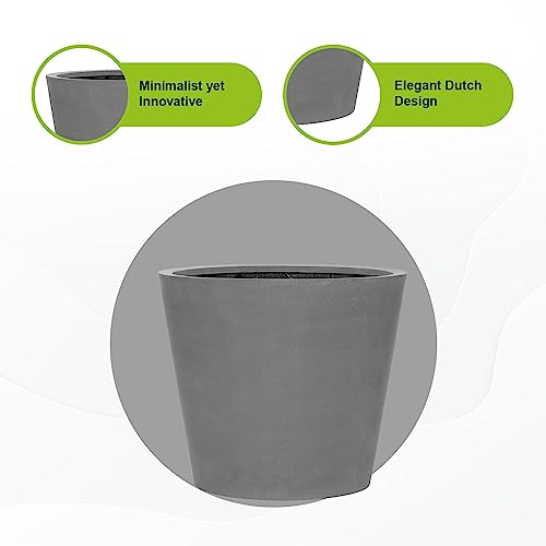 Pottery Pots Fiberstone Round Planter Large 24 Inch Grey