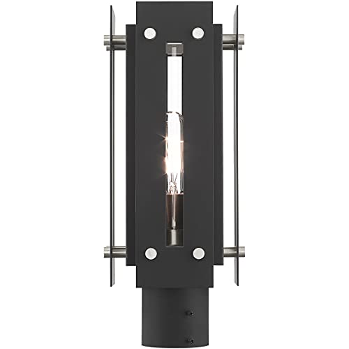 Livex 1 Light Black Outdoor Post Top Lantern Nickel