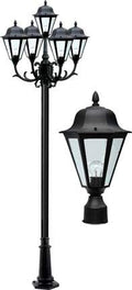 DABMAR LIGHTING Daniella Post Five Light Fixture Frosted Glass Black