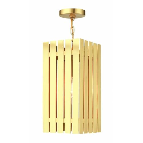 Livex 1 Light Satin Brass Outdoor Pendant Lantern Brass