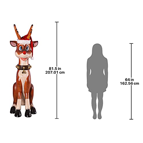Design Toscano 7 Foot Tall Giant Sitting Reindeer Holiday Decor Statue Full Color