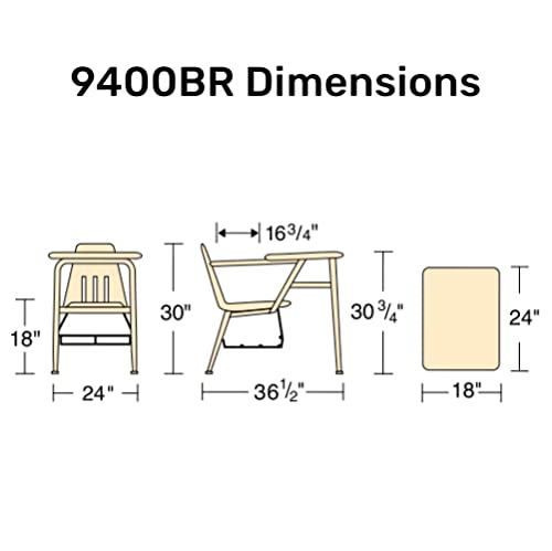 Virco 9400BR Classroom Combo Desk Chair Set of 4 Navy/Medium Oak