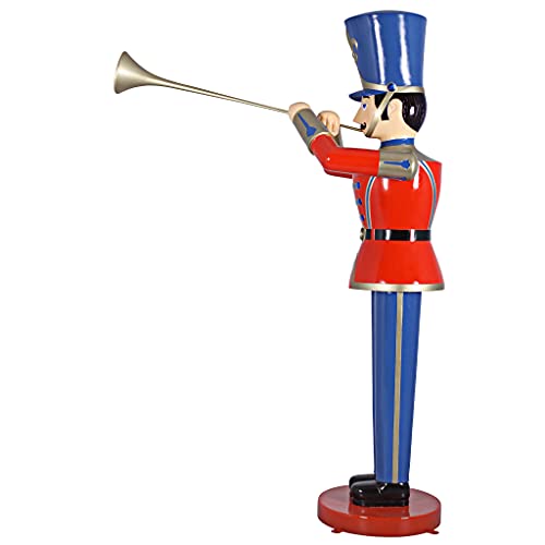 Design Toscano Giant 9 Foot Tall Nutcracker Ballet Trumpeting Toy Soldier Holiday Decor Statue Full Color
