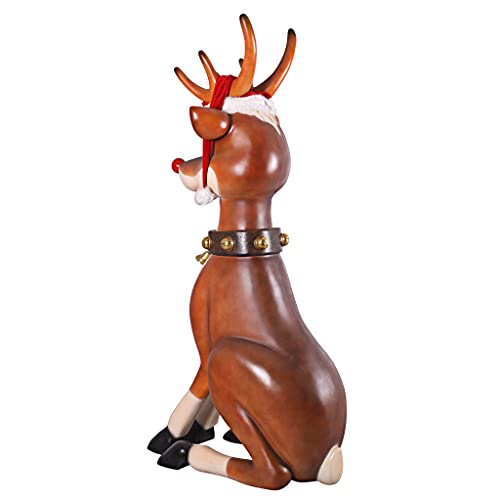 Design Toscano 7 Foot Tall Giant Sitting Reindeer Holiday Decor Statue Full Color
