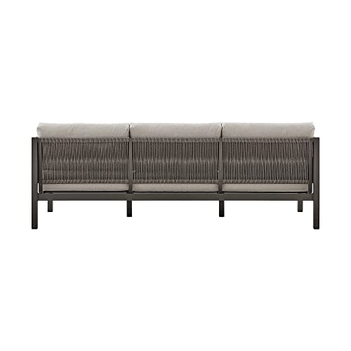 Armen Living Cuffay Modern Outdoor Patio Conversation Furniture Set Brown Aluminum and Taupe