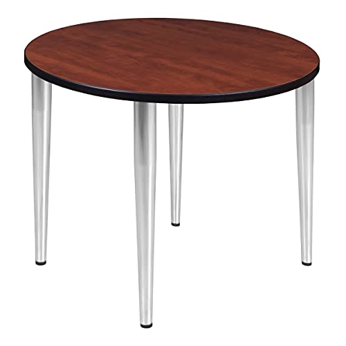 212 Main Kahlo 42" Round Tapered Leg Table Cherry & Chrome