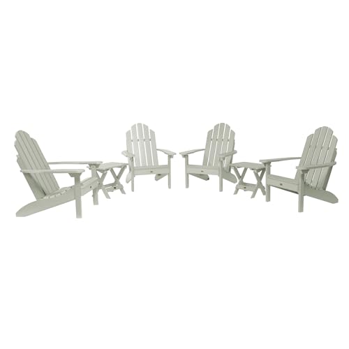 Highwood Classic Westport Adirondack 6pc Set with 4 Chairs and 2 Folding Side Tables Eucalyptus